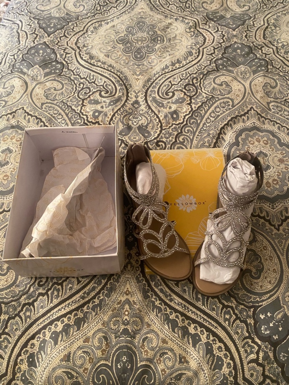 Embellished Silver Women's Gladiator Sandals - Picture 4 of 13